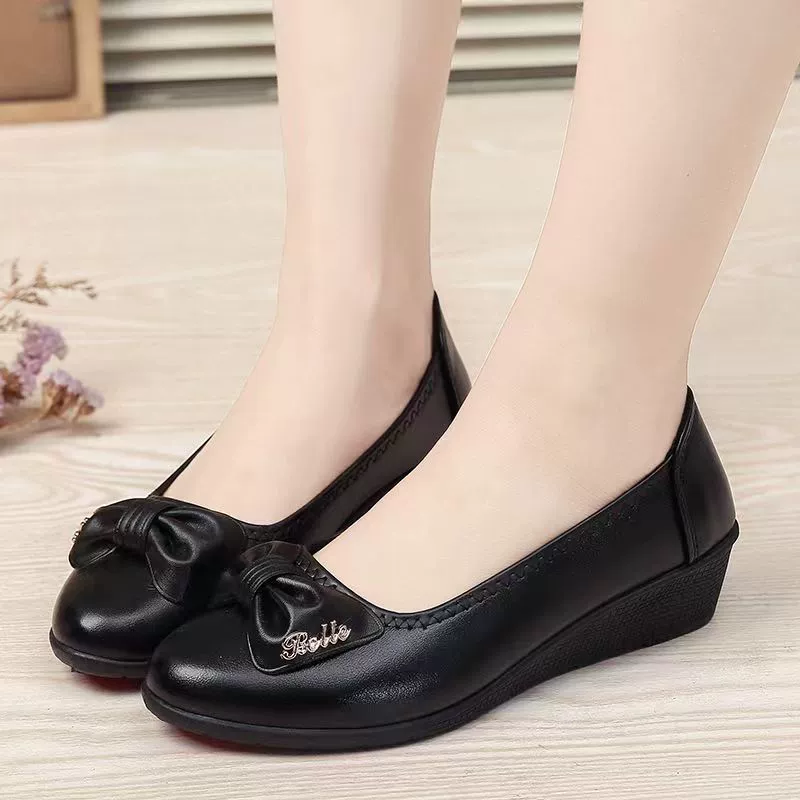 Мама обувь мягкая кожа на мягкой подошве удобная средняя и пожилая женская обувь весной и осенью плоское дно износостойкая водонепроницаемая обувь бабушка кожаная обувь