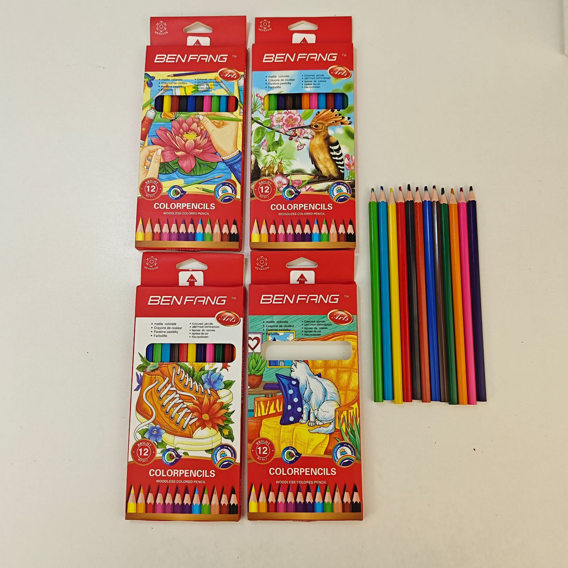 Juego de lápices de colores 12 colores 6 colores niños estudiantes pintura color plomo al por mayor caja de dibujos animados graffiti lápiz