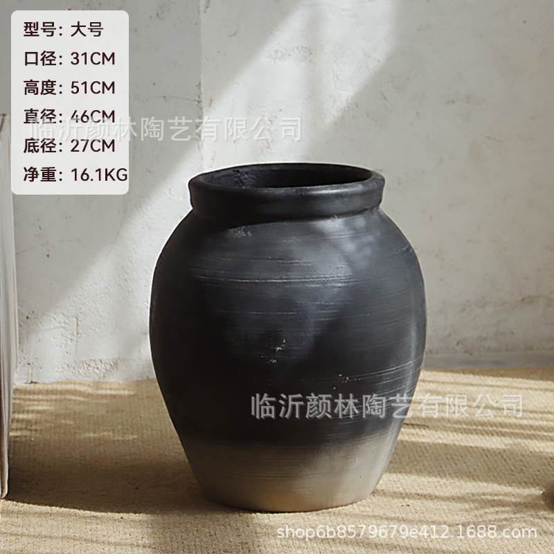 Cerámica de cemento gris negro maceta de flores para el hogar sala de estar decoración de hotel verde plantación de flores decoración de vivienda