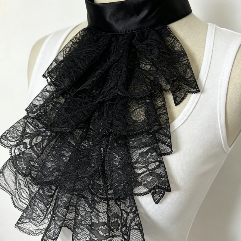Cross-Border Vintage Lace Court Ruff Collar Baroque Collar Clown Gothic Lace Collar Fake Collar Accessory
