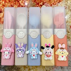 Sanrio cartoon creative tableware set student home outing tableware chopsticks spoon fork portable tableware box