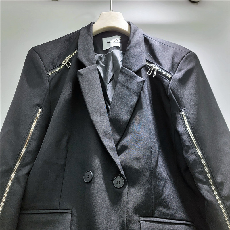 Chaqueta de Traje para Mujer de Algodón y Poliéster con Manga Larga y Cuello de Traje