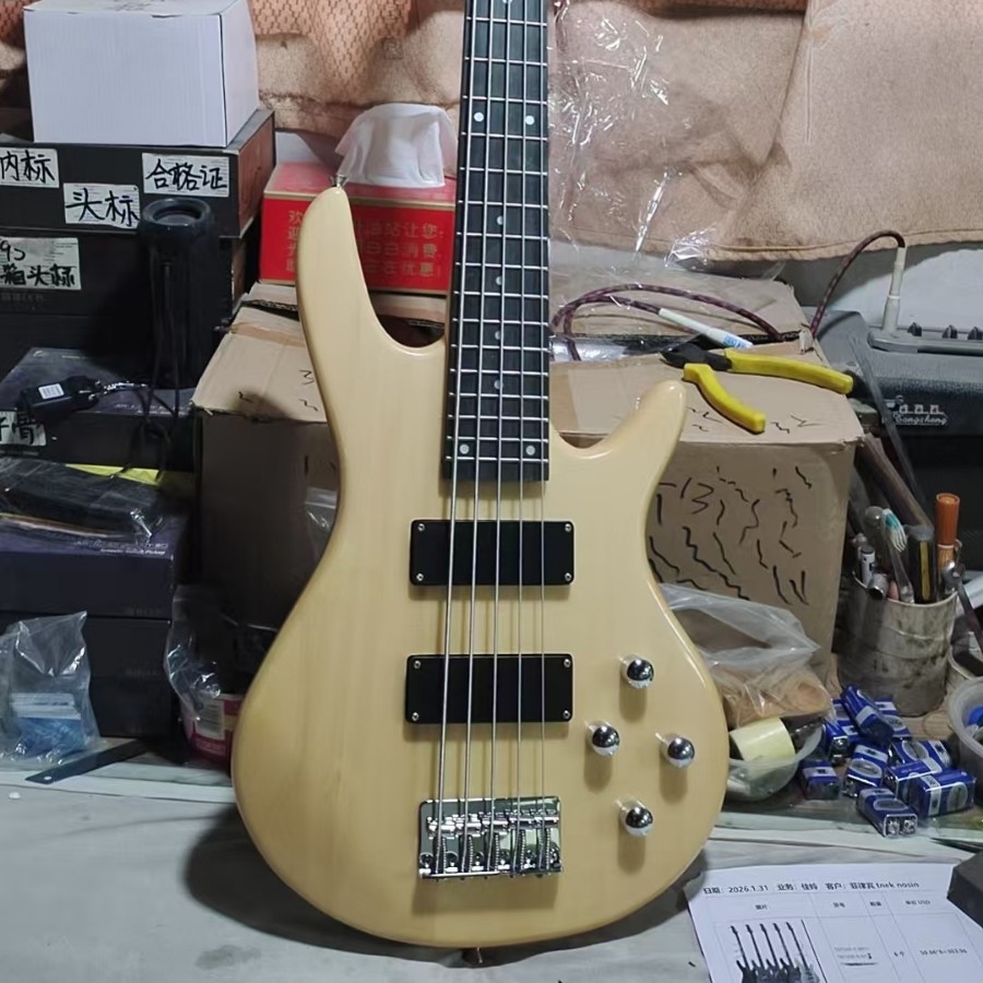 Bajo eléctrico de 5 cuerdas, bajo eléctrico de 5 cuerdas, guitarra eléctrica de rock, bajo, bajo, guitarra eléctrica en stock, fábrica al por mayor