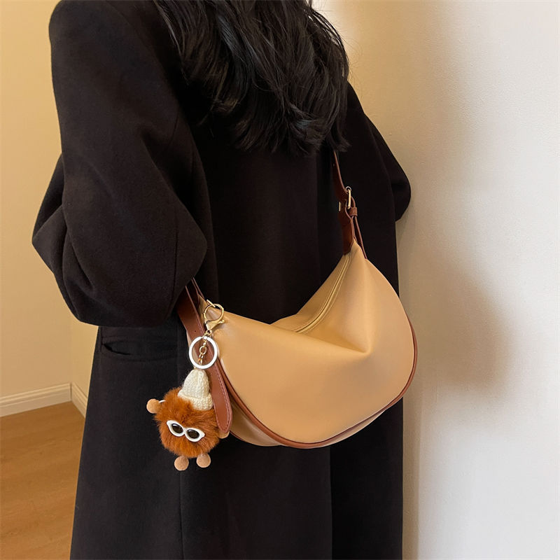 Retro Dumpling Shoulder Bag For Women Contrasting Texture Style_voghion.com