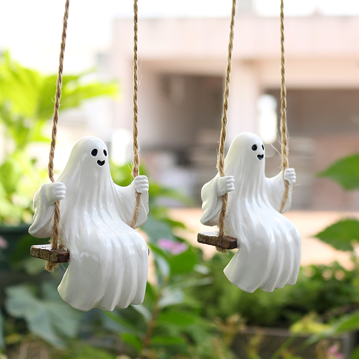  New White Ghost Swing Pendant Courtyard Decoration White Ghost Garden Pendant Swing Set Two Pieces Available