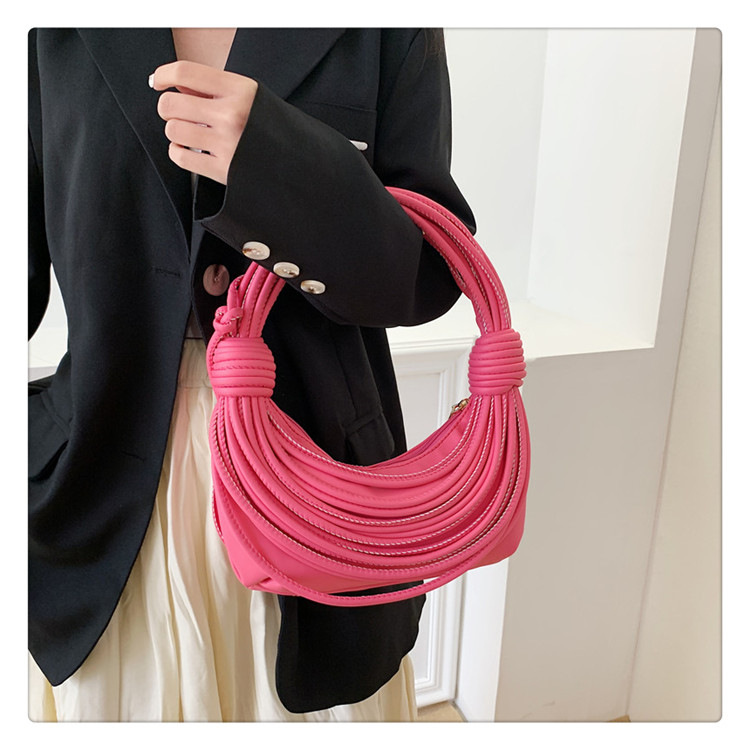 Solid Color Pattern All Seasons Season Women'S Gender Women's Small Pu Leather Solid Color Streetwear Knot Thread Bundle Weaving Dumpling Shape Zipper Crossbody Bag