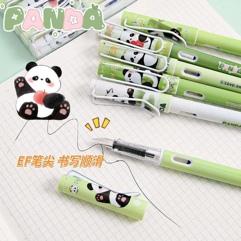 Новый 8859 Panda Box Pen Cartoon Cute Panda Gangbang Student Practice Special Replaceable Ink Bag Wholesale