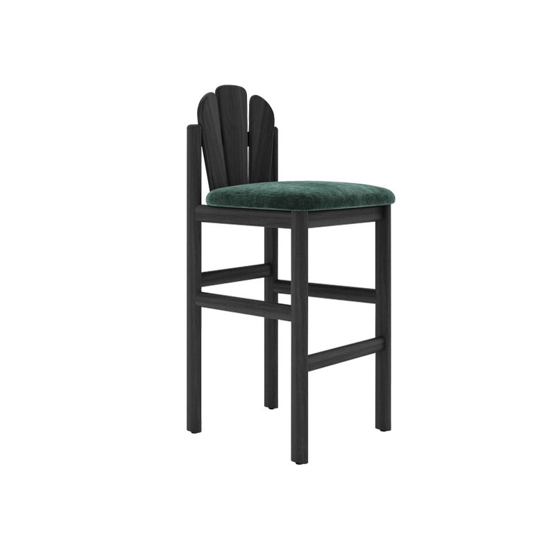 Solid Wood Bar Chair French Mid-Century Style Bar Chair Designer Ash Wood Island Dining Chair Cafe High Stool