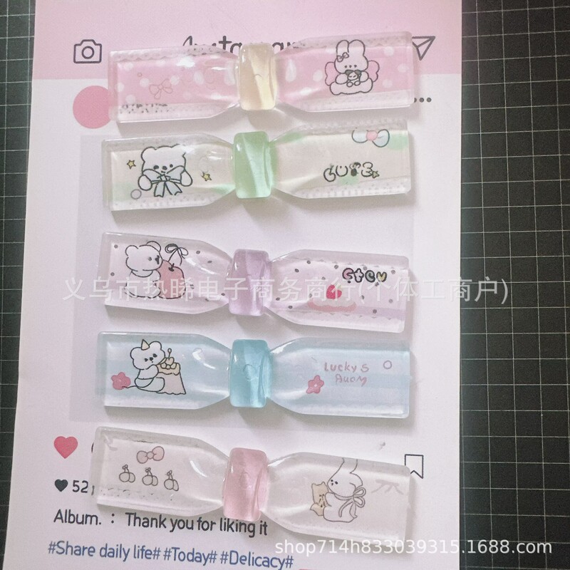 New Transparent Blue and Pink Long Bow Accessories DIY Hairpin Accessories Decoration Items New Transparent Blue and Pink Long Bow Accessories DIY Hairpin Accessories Decoration Items