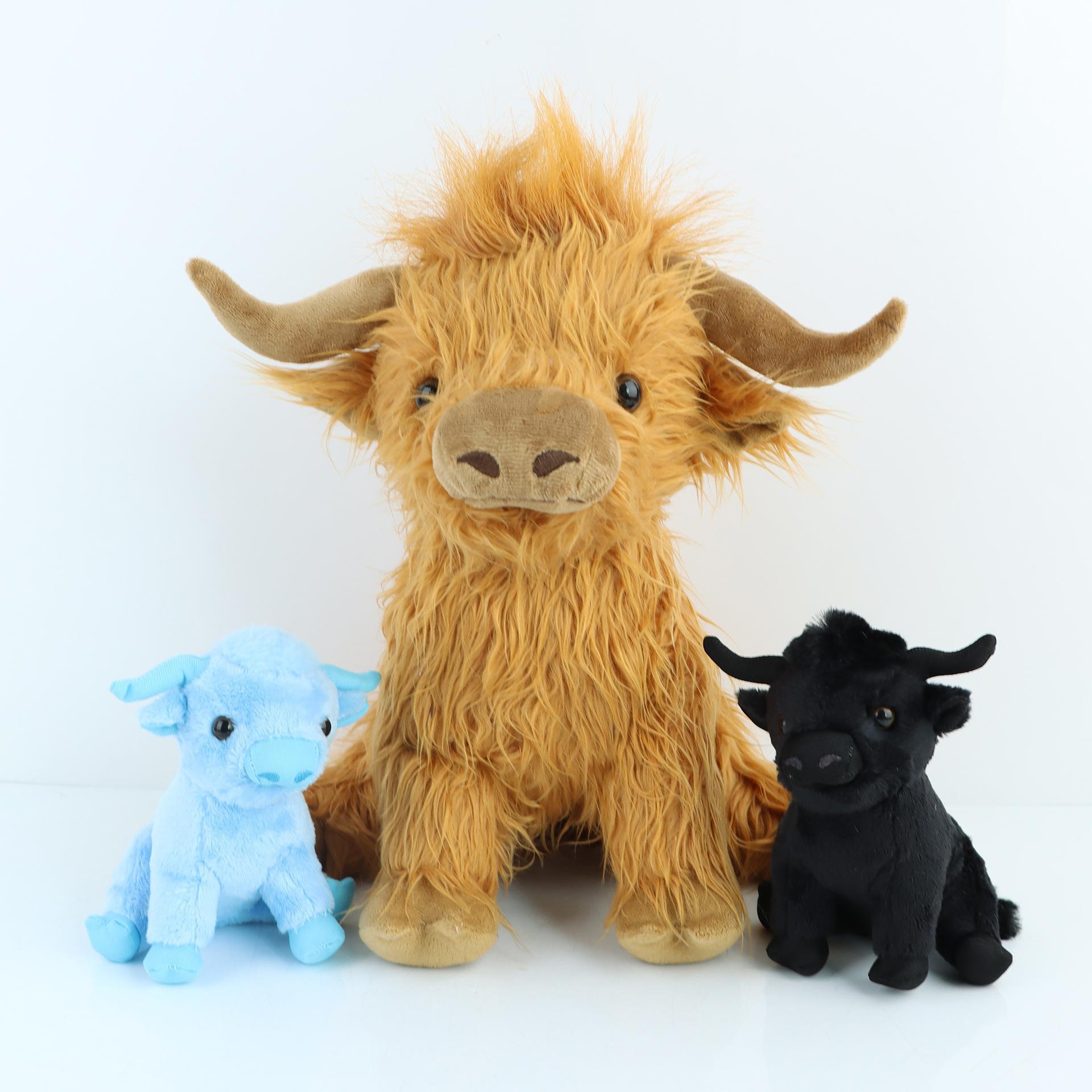 新品跨境Highland Cow Plush高地牛子母牛毛绒公仔小牛仿真牦牛