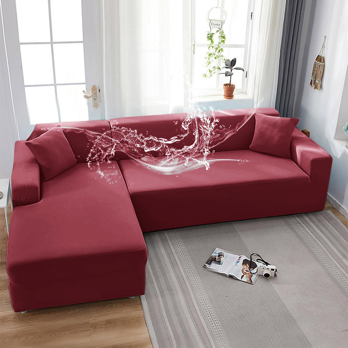SHEIN en stock sofá cubierta de seda de leche resistente al agua sofá cubierta de sofá de color sólido universal cubierta de sofá