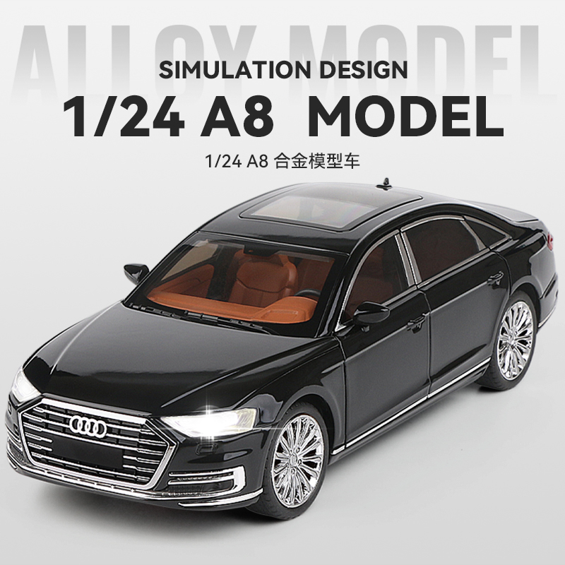 Audi A8 Alloy Car Model 1:24 Large Boy Toy Car Racing Metal Steering Shock Absorber Car Model