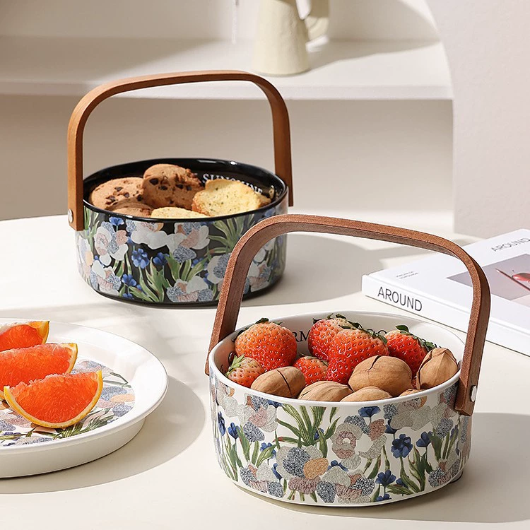 Дизайнерская фруктовая тарелка в стиле легкой роскоши, французская фруктовая тарелка для гостиной, домашний кофейный столик, керамическая тарелка для послеобеденного чая и закусок.