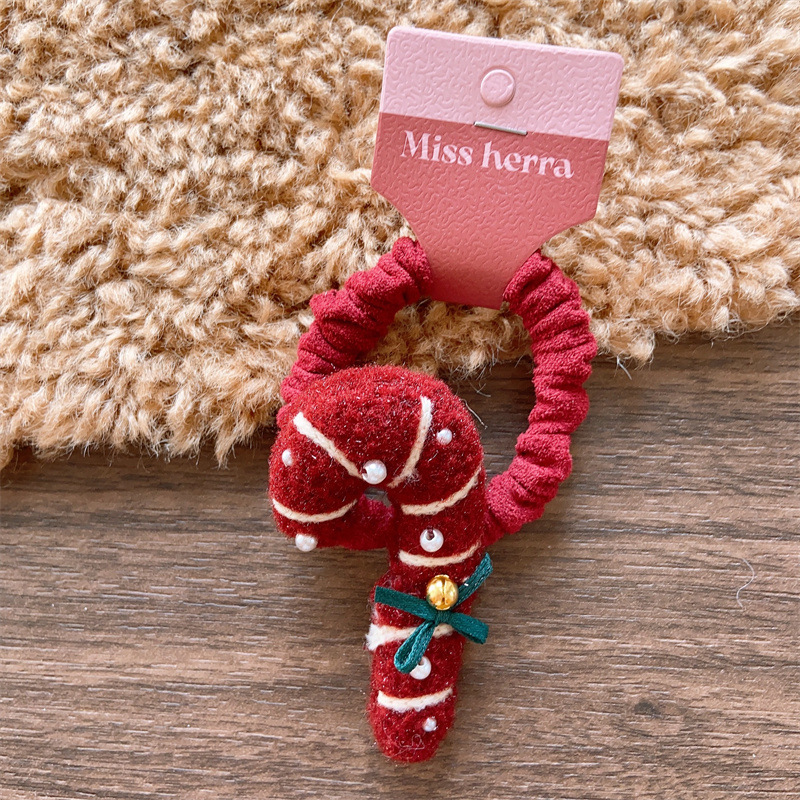 Christmas gift Children's Christmas holiday cute velvet stuffed cotton mushroom intestine ring girl Christmas socks wine red cane duckbill clip_voghion.com