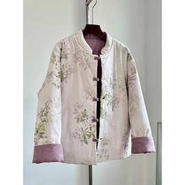 新中式棉麻棉服外套宽松立领盘扣唐装上衣2025冬季新款国风棉袄