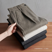 毛呢西裤男秋冬款直筒修身休闲长裤子男士韩版复古加厚九分裤子男