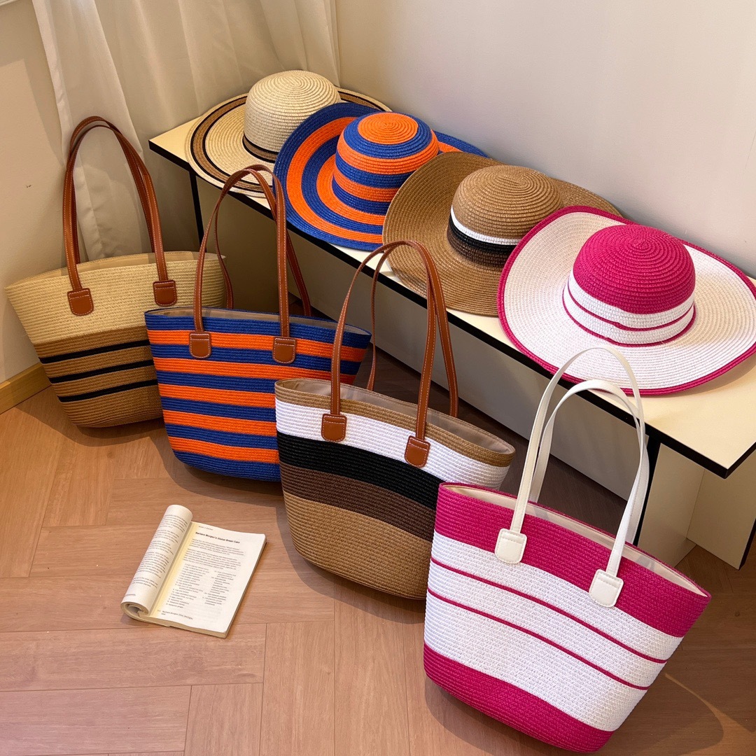 Nueva bolsa de paja de hombro bolsa de tejido de verano casual versátil moda de mujer playa bolsa de tejido de arena versátil