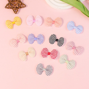 Colorful Fresh Cotton-Filled Plaid Bow DIY Semi-Finished Hair Accessories Shoes and Hats Children's Socks Clothing Accessories Accessories Wholesale