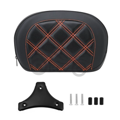Motorcycle cushion for Harley large gliding - orange-grid-black-bracket