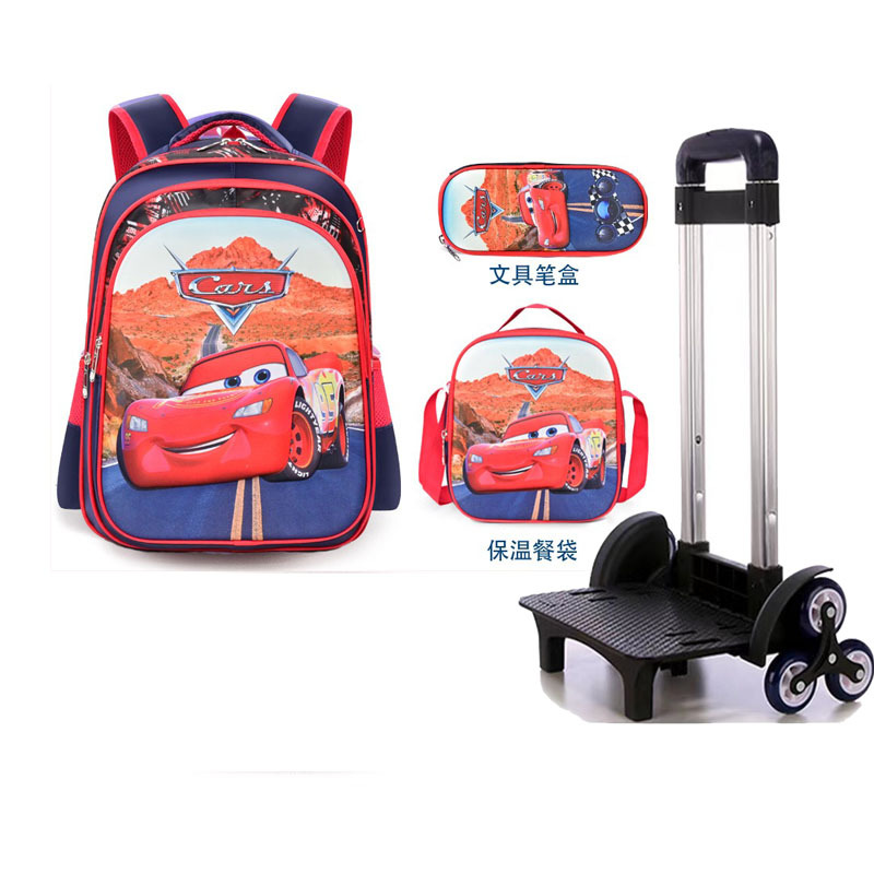 Export Trolley Mochila mochila con luz en la parte posterior para estudiantes de primaria de grado 1-6 nueva mochila de nailon de gran capacidad para subir escaleras