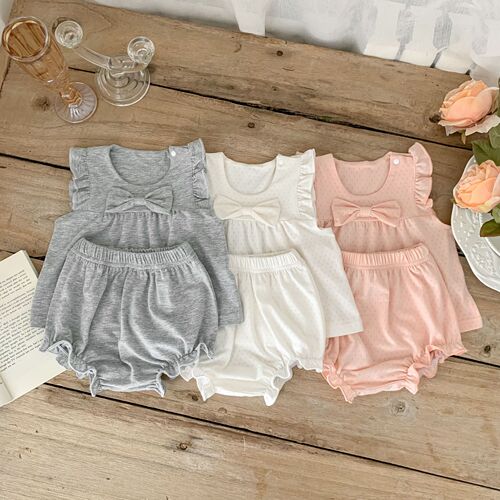 Korean-style baby summer set trendy  new baby sleeveless top thin big bottom pants two-piece set for outerwear