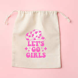 Let's Go Girls13*18棉布束口袋宿醉包婚礼单身派对醒酒工礼物