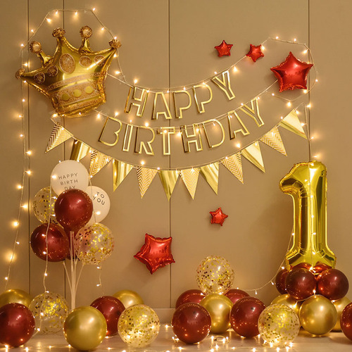 Baby's first birthday balloon set children's birthday party decoration scene layout background wall props