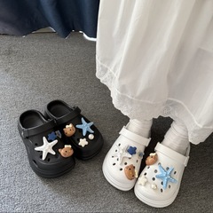 Diy立体海星かわいい洞靴女性2025夏の新型eva滑り止め外着高厚い底サンダル