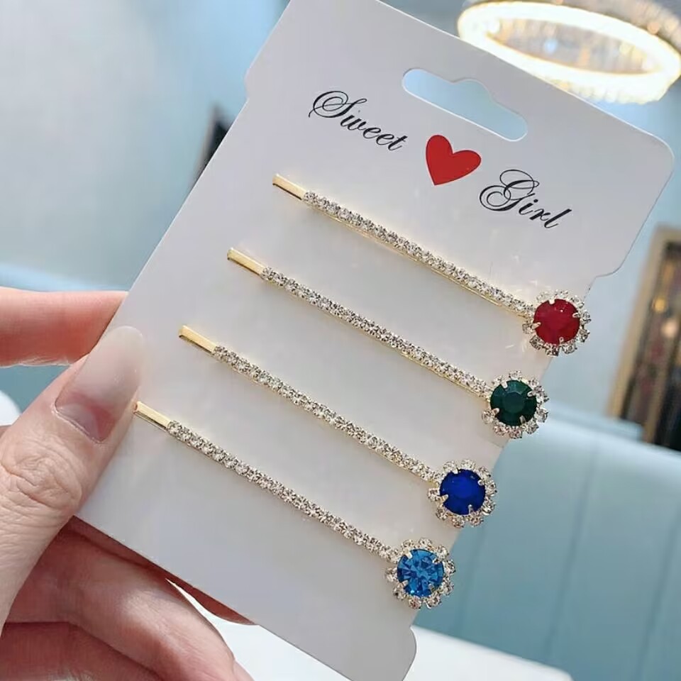 Cross-border new Korean style clip hairpin gem rhinestone bangs clip fashion hair accessories stall supply wholesale