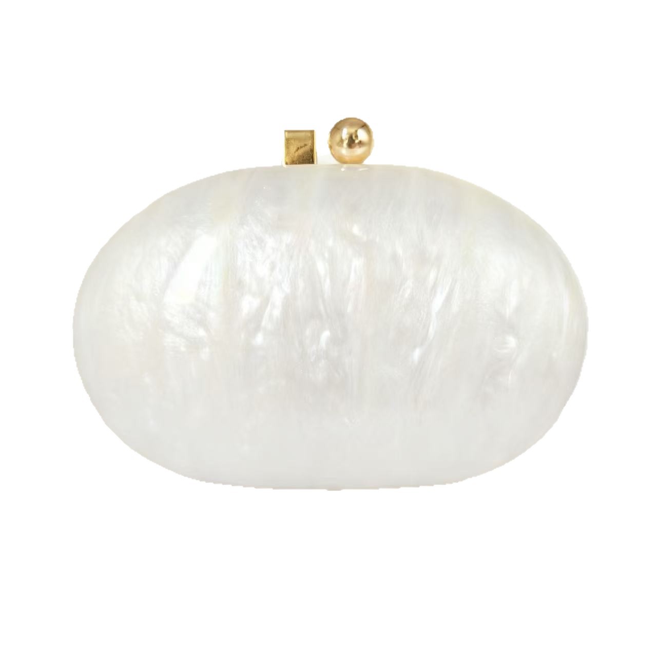 Bolsa de cena de lujo ligera transfronteriza, café de perla de almendro, bolsa de mano acrílica ovalada, bolsa de noche de hombro para damas