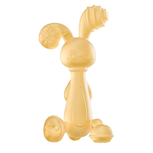 Baby teether, rabbit teething stick, boilable and chewable, full silicone anti-eating hand toy for 4-6 months baby
