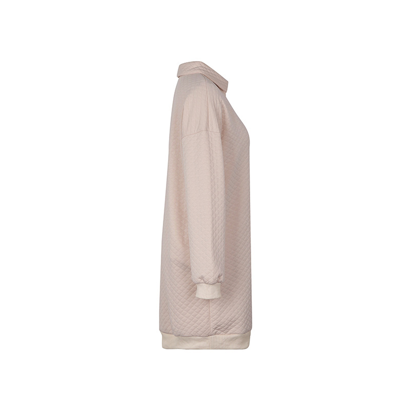 Autumn Women Solid Color Polo Collar Sweater Dress