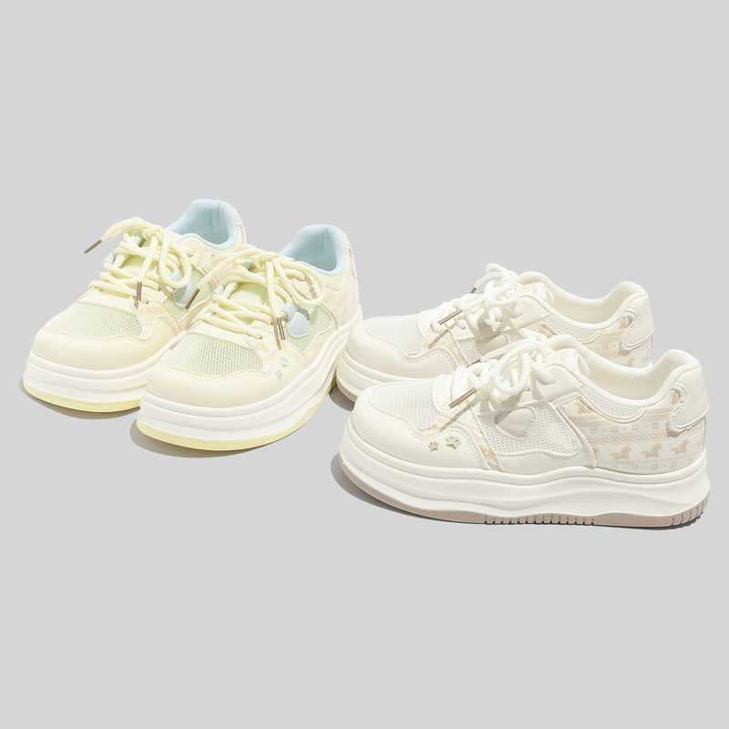 Bell Single Mesh Breathable White Shoes for Women 2026 Summer New Versatile Casual Shoes Street Style Thick-Soled Sneakers for Women 3307