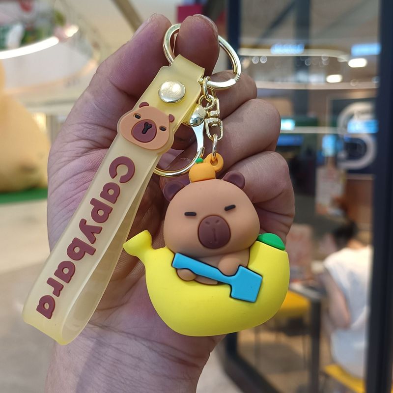 新しいカピバラキーホルダーペンダントハンバーガーカピバラ立体人形かわいい車のスクールバッグキーホルダー卸売|undefined