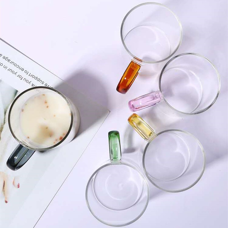 Fábrica al por mayor resistente al calor de vidrio recto de seis colores caja de regalo de color mango taza de té traje de oficina taza de café