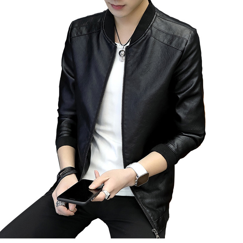 2024 chaqueta de cuero de hombre delgada chaqueta casual de otoño hombre PU hombre coreano tendencia simple