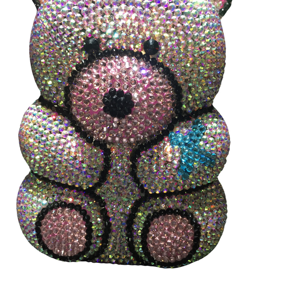 Bolsa de diamante de dibujos animados Teddy Bear metal de cristal bolsa de cena de diamantes hecha a mano AliExpress bolsa de dama de color blanco