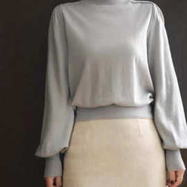 2025新款减龄民族特色服配感手工钉珠蓝灰色毛衣女款秋冬季潮