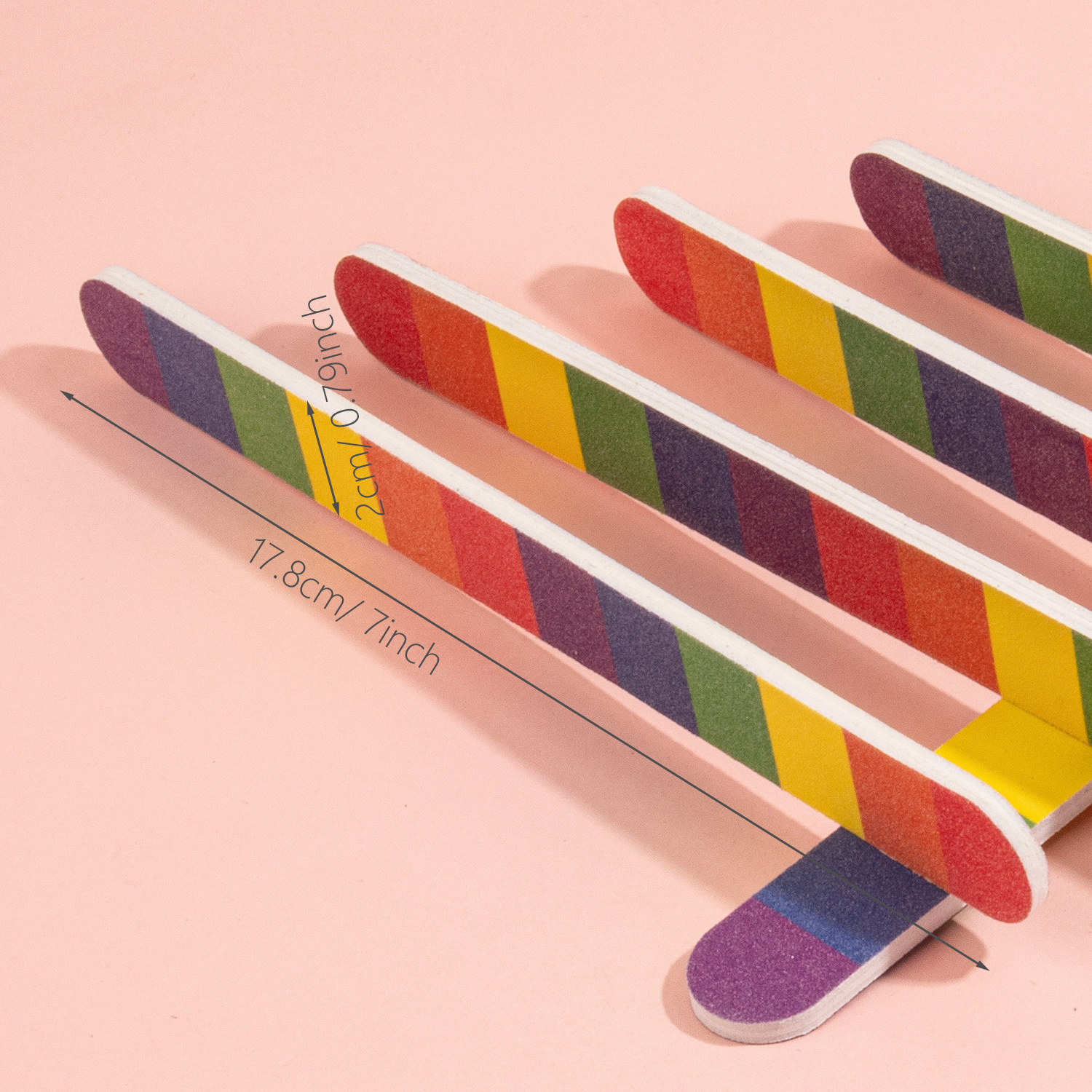 Estilo explosivo verano nuevo estilo arcoíris lima de uñas moda lindo papel de lija pulido tira de frotar lima EVA transfronteriza exclusiva