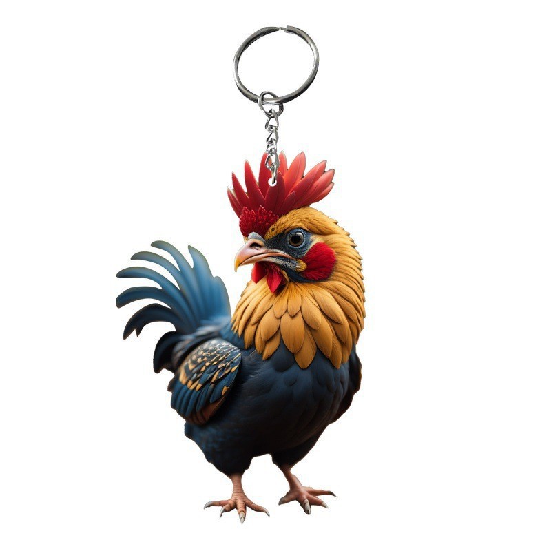 Nuevos productos transfronterizos de dibujos animados de Navidad pollo llavero colgante llavero accesorios mochila llavero regalo de cumpleaños