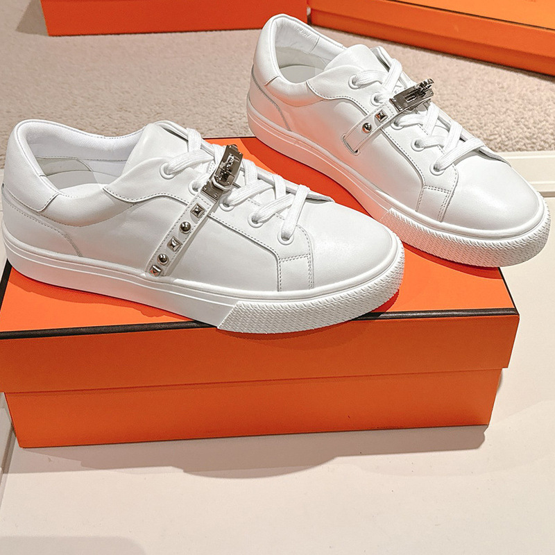 Foreign Trade Shoes European Station Men's Shoes Board Shoes Trendy Brand Couple Casual Leather European and American Cowhide White Shoes Men's Single Shoes Women's Shoes