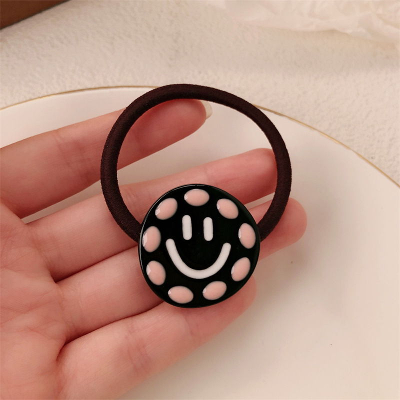 Corea del Sur color contrastante amor sonrisa banda de base de alta elasticidad simple anillo de cabello de alta sensación de cabello atado cuerdas de cabello adornamiento para el cabello