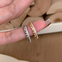 小红书爆款满钻齿轮戒指钛钢电镀18k金时尚叠戴指环女小众轻奢