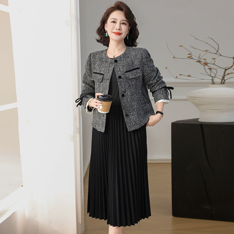 Мама весна 2025 новое платье среднего возраста женская маленькая ароматная куртка среднего возраста