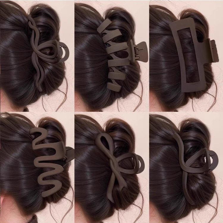 High-End Matte Coffee-Colored Large Versatile Hair Clip for Updos, Shark Clip Hair Accessory with an Elegant Look High-End Matte Coffee-Colored Large Versatile Hair Clip for Updos, Shark Clip Hair Accessory with an Elegant Look