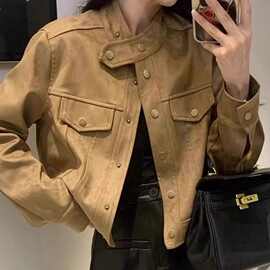 2026新款爆款洋气小个子双层套里短款麂皮绒外套女高级感夹克上衣