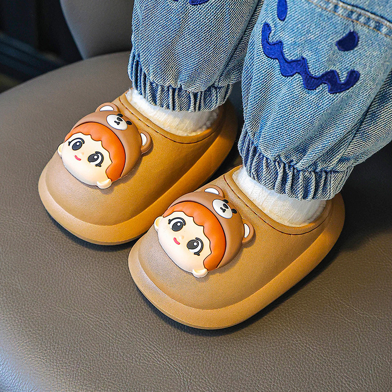 Zapatillas de algodón para niños otoño y invierno niños media bolsa de zapatillas de peludo para niñas pequeñas bebés pequeños lindos zapatillas de algodón