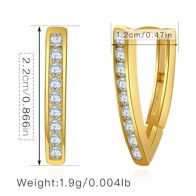 European And American Ins Plated 18k Real Gold Thick Type V-shaped Ear Clip Women's New Diamond-embedded Hao Elegant Zircon All-match Earrings Wholesale display picture 1