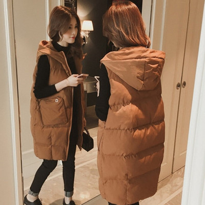 Autumn and Winter New Large Size Women's Clothing Mid-length Down Cotton Vest Korean Style Thickened Vest Vest Vest Loose Waistcoat