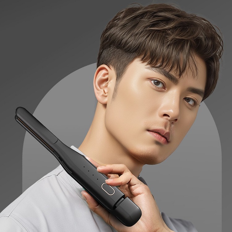 Men's Wireless Straight Clip Electric Clip Short Hair Perm Bangs USB Charging Straightener Dual-Purpose Small Curling Iron